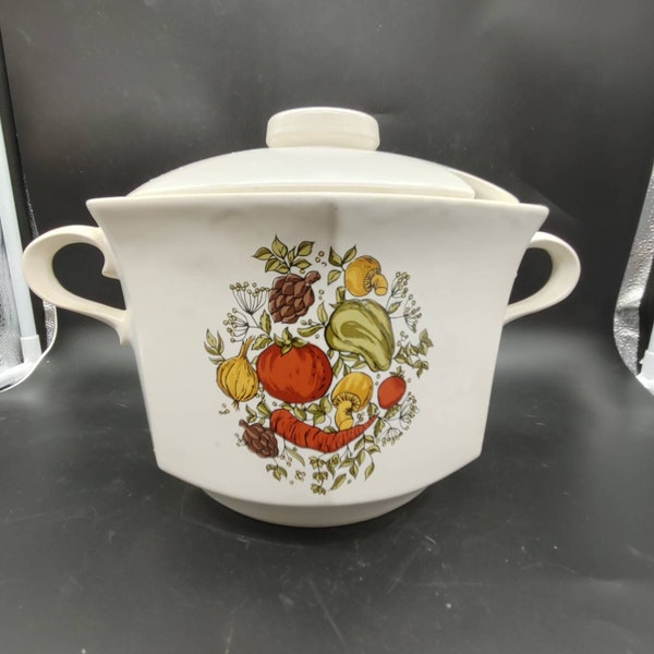 Vintage, Nelson, McCoy, McCoy, Crockery, Made in USA, Extra Large, Spice Delight, 4L, Covered Dish, Soup Tureen, Bean Pot, Rare, Oven Proof