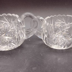 Cut Lead Crystal Vintage Sugar Bowl & Creamer