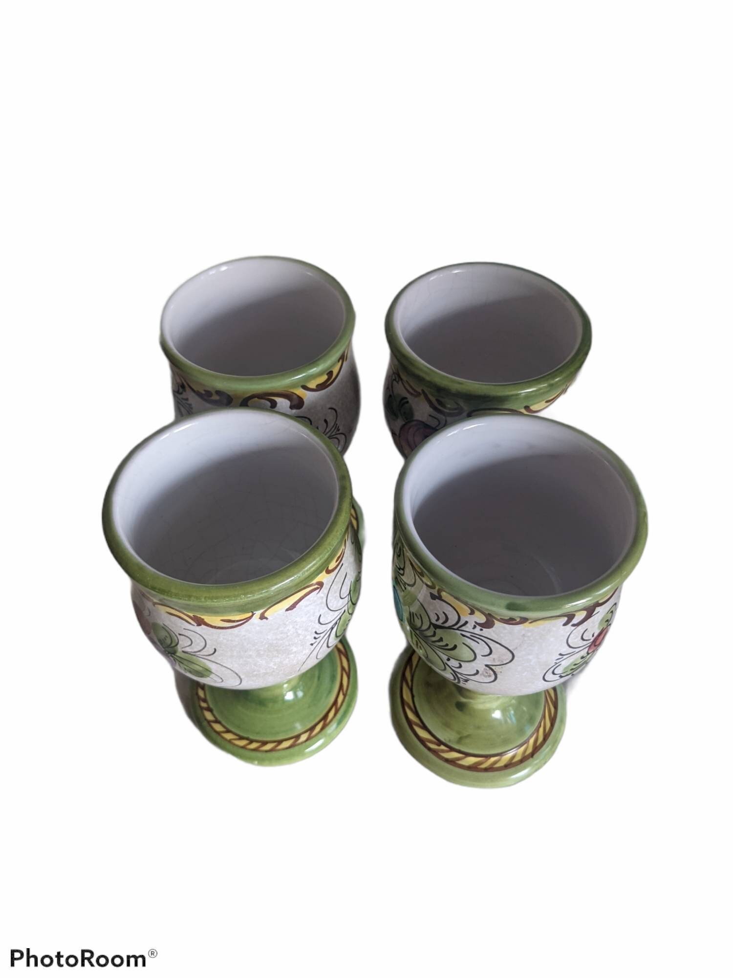 Ceramic drinking glasses  Deruta pottery wine glasses
