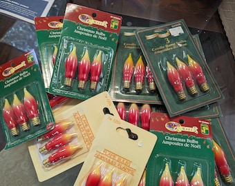 Vintage, Flickering Flame, Bulbs, Replacements, Retro Light Ornaments, Christmas, Rare, NOS