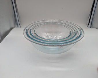 Vision Corning, Pyrex, klares Türkis, Glasschüsseln, Rührschüsseln, 3er-Set