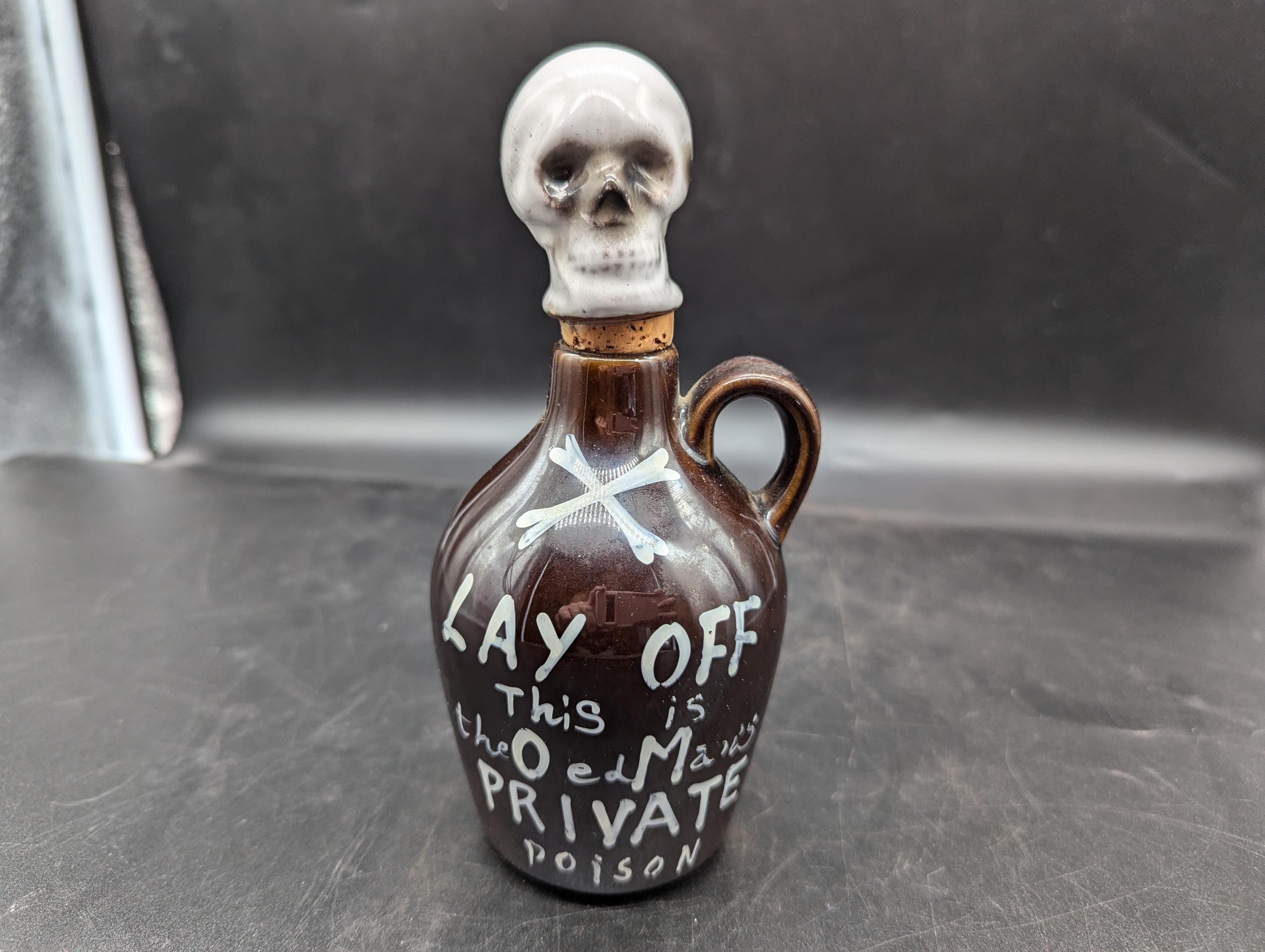 Vintage, Poison, Skull Decanter, Made in Japan, Lay Off, Old Mans