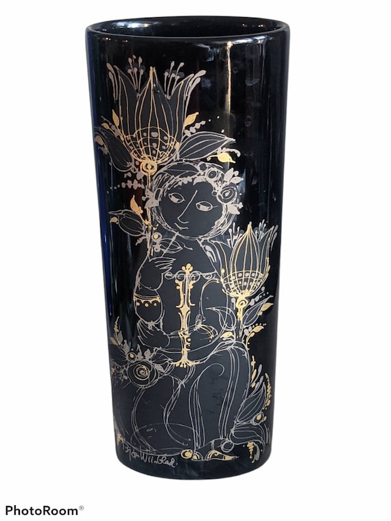 ROSENTHAL, Bjorn Wiinblad, Black and Gold, Porcelain Vase From The