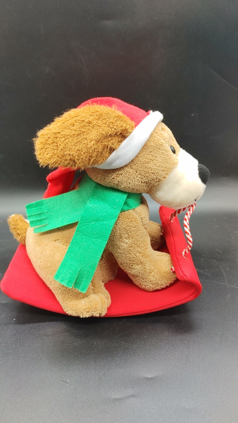 Vintage Hallmark Plush Animated Rockin Rover Dog on Sled Etsy UK