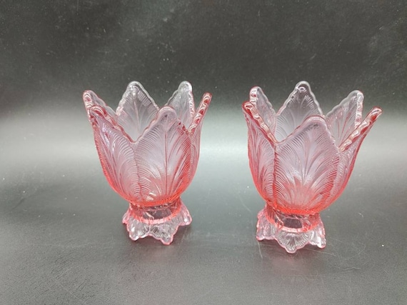 Fenton キャンドルホルダー2個セット Vintage, Fenton, Tulip, Two Way, Candle Holder, Pair, Cranberry