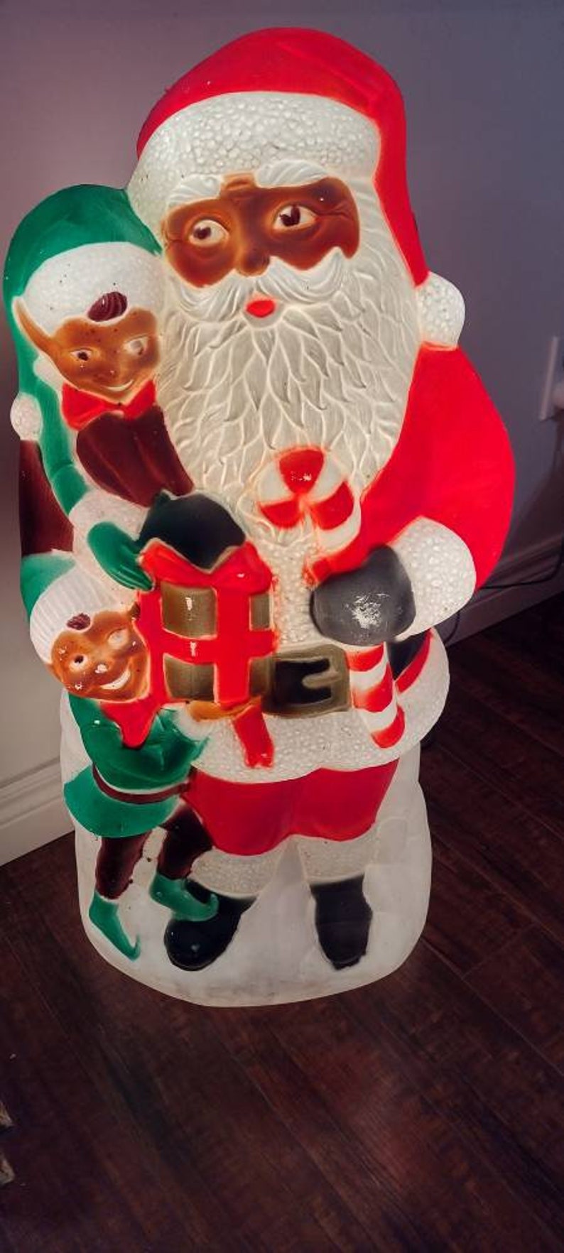 2001 Vintage, 32'' Santa Claus, Blow Mold, Elf, Elves, TPI, Lighted