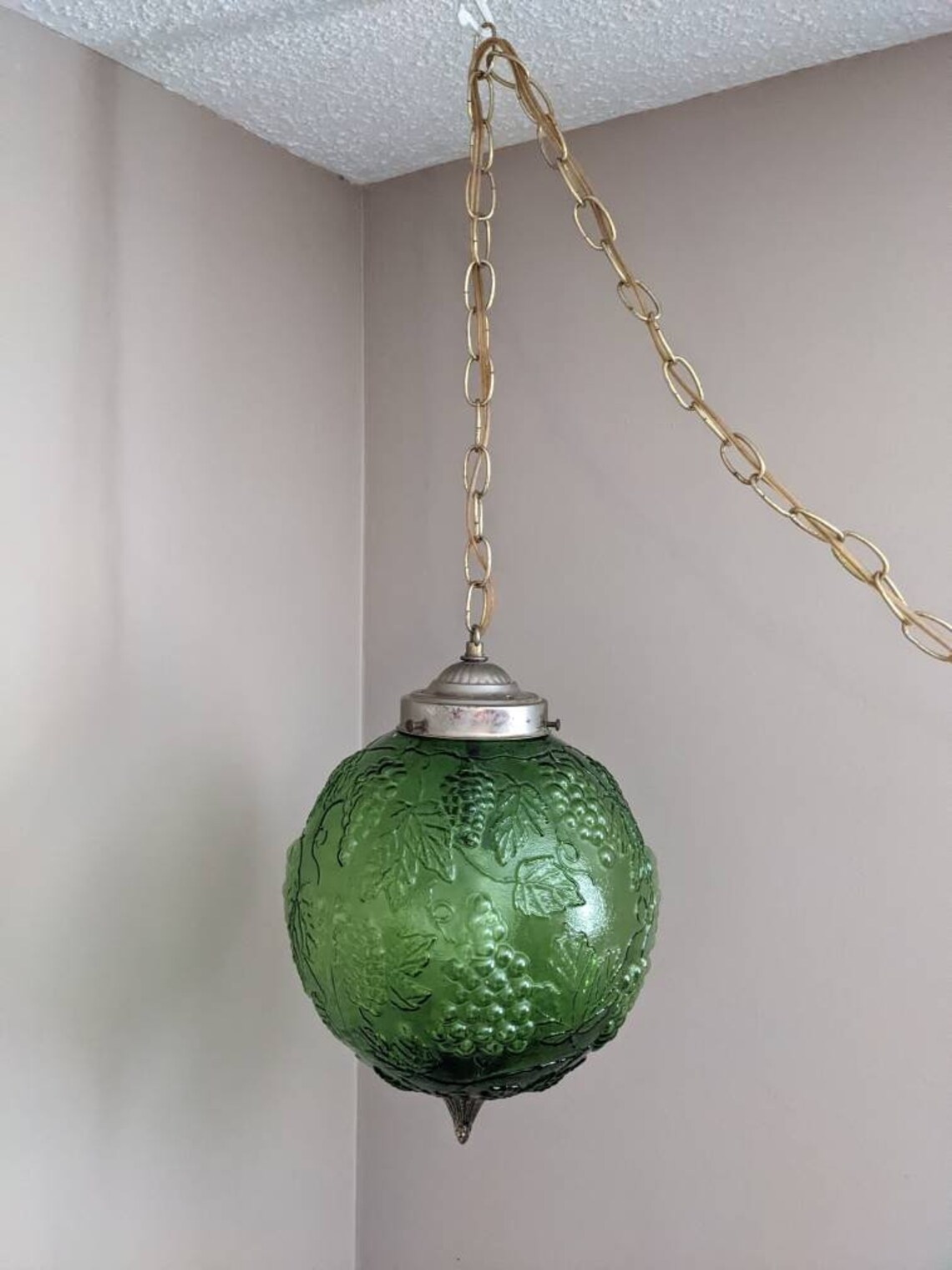 Vintage Swag Lamp Green Grapes Vines Retro Rare Lamp Etsy