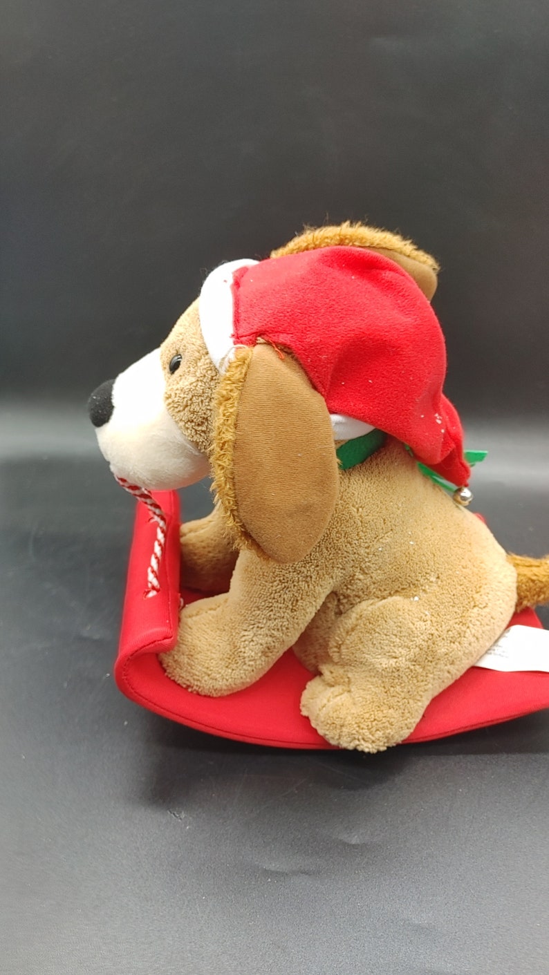 Vintage Hallmark Plush Animated Rockin Rover Dog on Sled Etsy UK