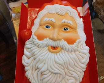 Vintage, Perchero de pared de Papá Noel, Reproduce canción, Bola en el sombrero que se ilumina, Activado por movimiento, En caja, Funciona