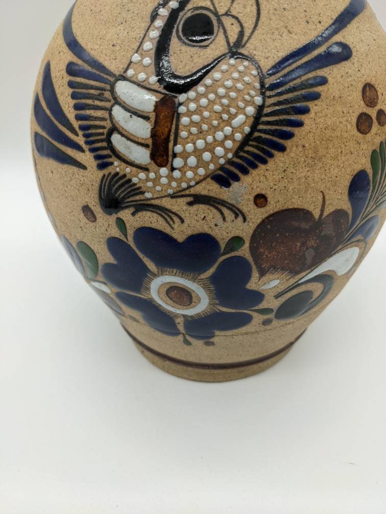 ヴィンテージ トナラ花瓶、手描きの鳥と花のデザイン、11インチ - Etsy