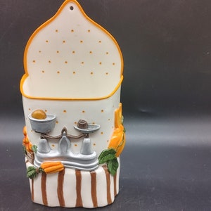 Vintage, French, Fall Motif, Utensil Caddy, Spice Holder, Planter, 3d relief, original, Rare