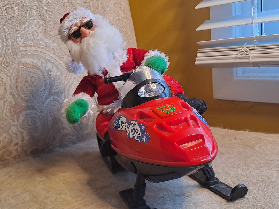 Vintage, Santa, Riding a Snowmobile, Animatronic, Musical, Santa With ...