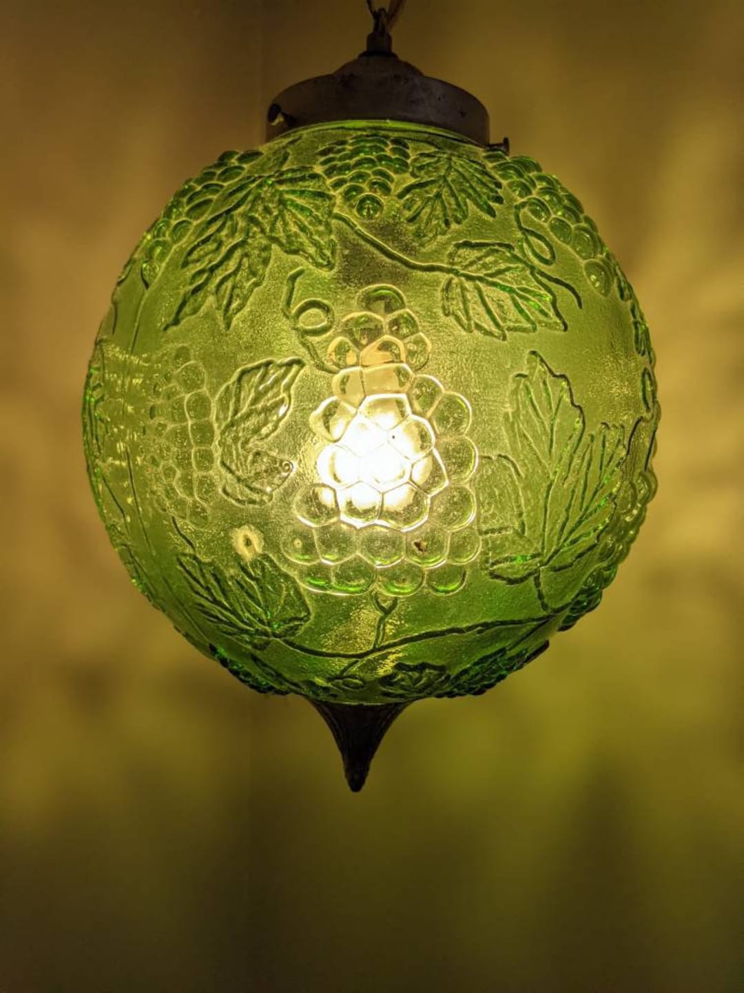 Vintage, Swag Lamp, Green, Grapes, Vines, Retro, Rare, Lamp, Hanging