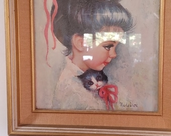 Color lithographic print, textured paper &quot;Sugar Bun&quot; by California artist Myrle Medeiros (1912-1981).
