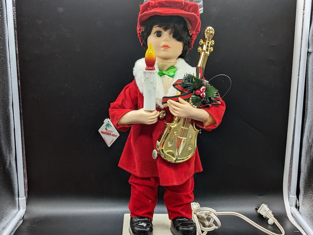 Vintage, Telco, Animated, Doll, With, Violin, Candle, WORKS