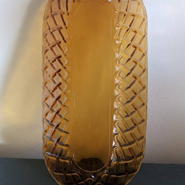 VTG Depression, Indiana Glass, Amber Prezle, Pattern, Oval, Celery Dish, Accent Dinner, Piece With Style