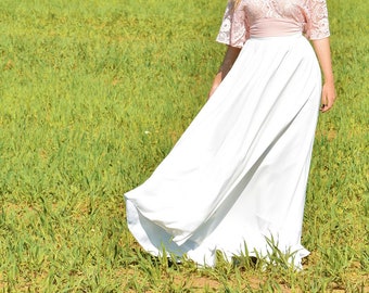 Elfenbein Hochzeit Rock Chiffon Rock Brautjungfer Rock voller Länge Rock Langer Elfenbein Rock Brautjungfer Rock Braut zu Rock Plus Größe Rock Eleganter Rock
