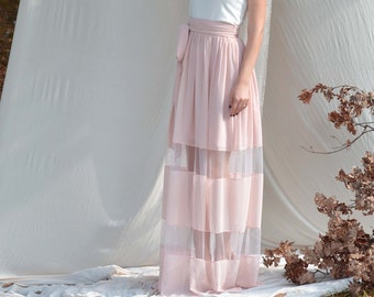 Baby pink chiffon skirt Floor skirt Wedding skirt Bridesmaid skirts Bridal separates Flare skirt Elegant skirt Prom skirt Full length skirt