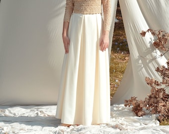 Cream satin women skirt Ivory maxi skirt Long ivory skirt Bridal ivory skirt Wedding long skirt Seperates dress Bridesmaids skirt
