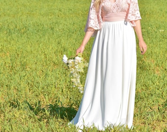 Ivory chiffon skirt Bridal maxi skirt A line skirt Wedding skirt Floor skirt Flare skirt Plus size skirt Bride to be skirt Maternity skirt