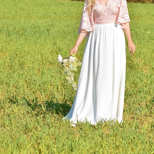 Ivory chiffon skirt Bridal maxi skirt A line skirt Wedding skirt Floor skirt Flare skirt Plus size skirt Bride to be skirt Maternity skirt image 1