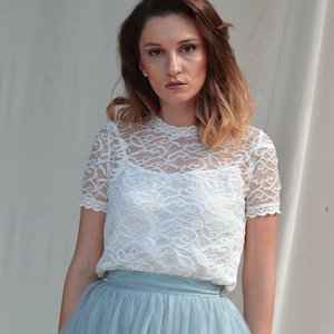 トップス BLOSSOM LACE TOPS Blossom Floral Lace Sheer Long Sleeve Top