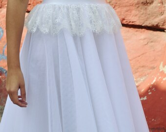 White tulle skirt Bridal tulle skirt Wedding skirt Soft tulle skirt White midi skirt Adult tutu skirt Plus size skirt Flare skirt Bride