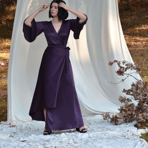 matte silk wrap dress Tie wrap multi color matte silk dress