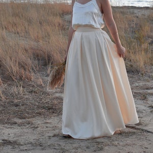 Champagne chiffon maxi skirt hot sale