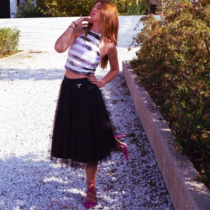 Black tulle skirt Soft tulle skirt Midi tutu skirt Gothic tulle skirt Bridesmaid skirt Evening skirt Plus size skirt Black midi skirt Party