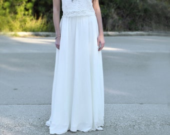 Elfenbein Chiffon Rock Hochzeit Rock Braut separater Rock Boden Rock Maxi Röcke Plus Size Rock In voller Länge Rock Boho Rock Brautjungfer
