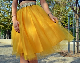 Mustard skirt women Tulle skirt Evening skirt Bridesmaid skirt Tutu skirt Circle skirt Plus size skirt Tulle prom skirt Elegant skirt Girls