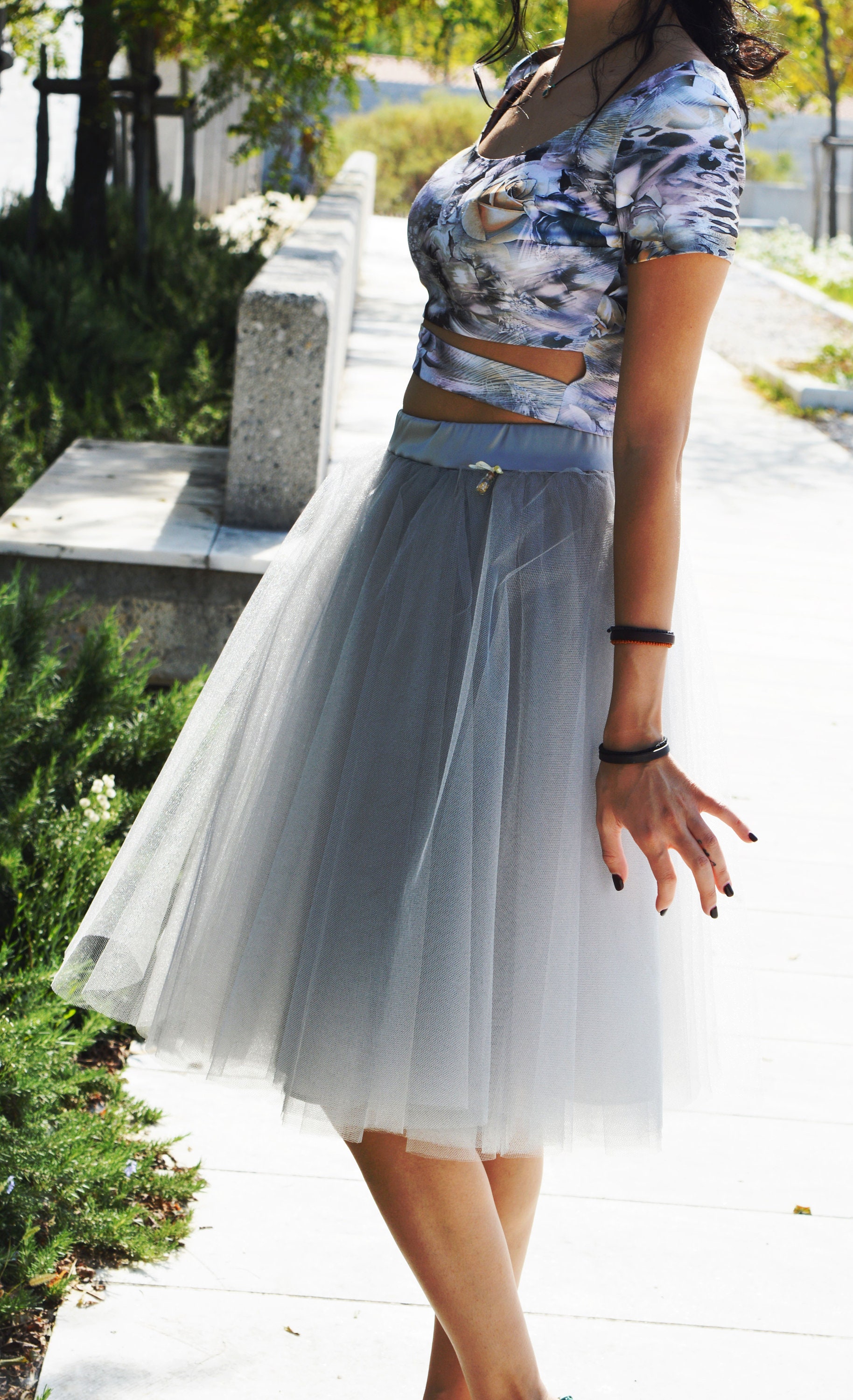 Grey Tulle Skirt Silver Skirt Tulle Women Skirt Tutu Skirt
