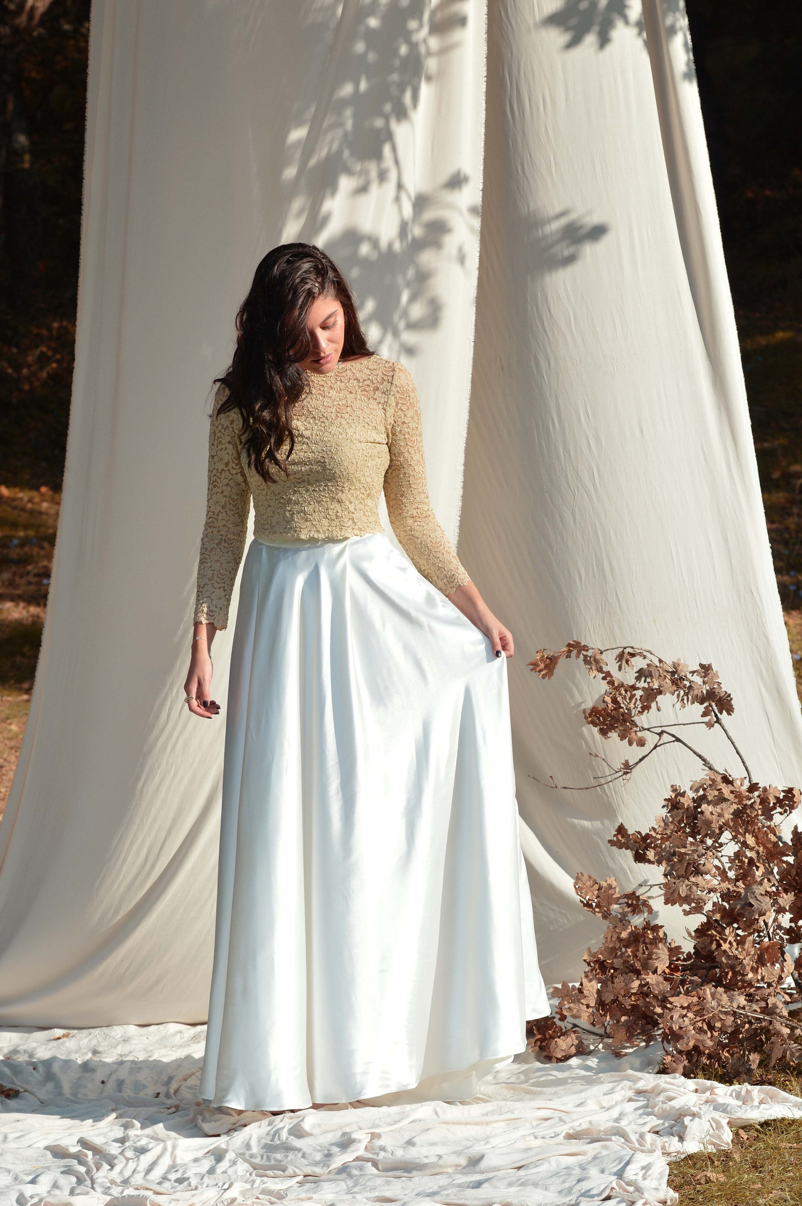 Ivory Maxi Skirt Satin Women Skirt Long Ivory Skirt Bridal Ivory Skirt ...