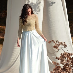 Ivory Lace Top Satin Skirt Dresses Orchid