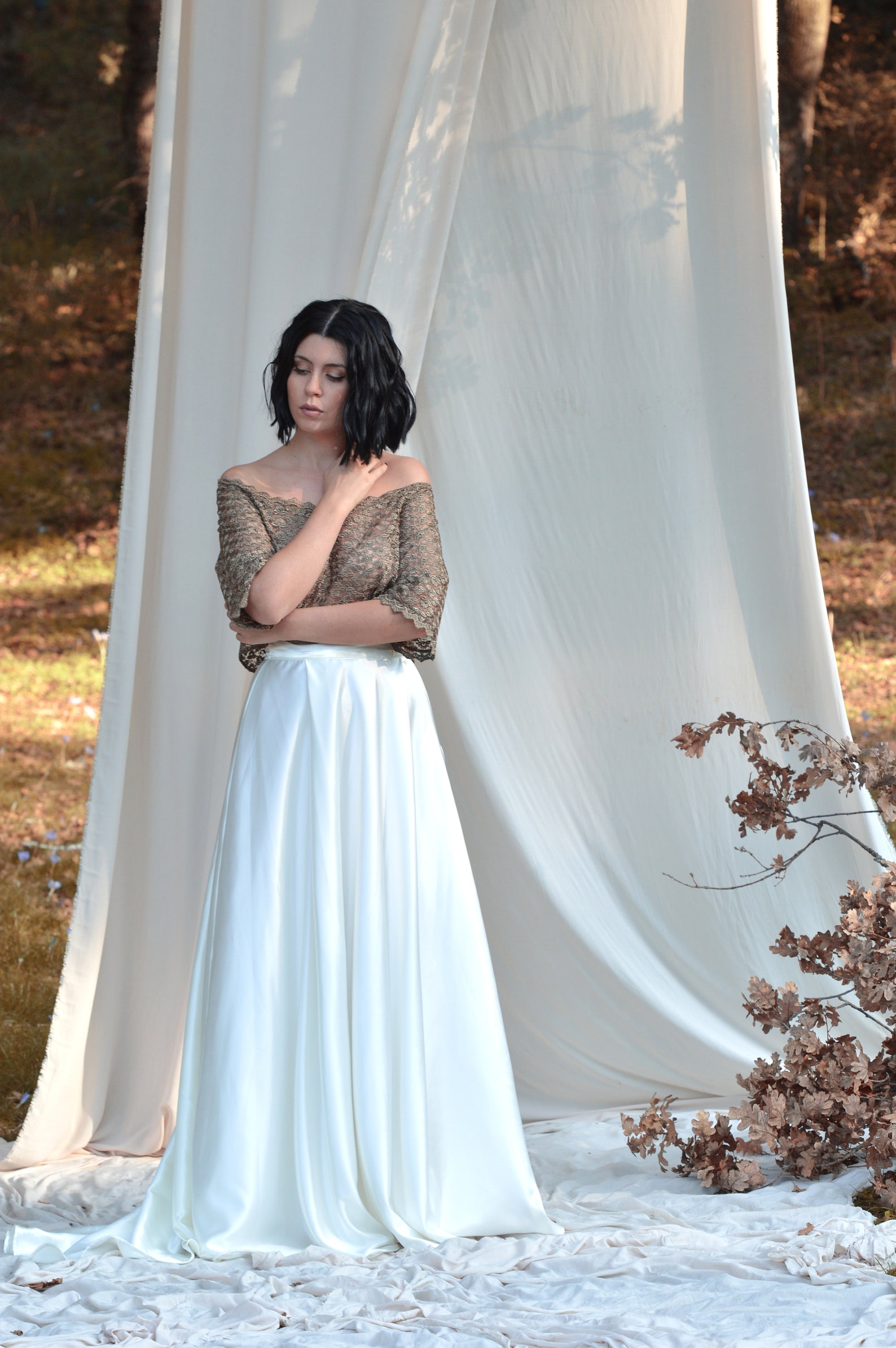 Ivory Embroidered Maxi Skirt main image 1