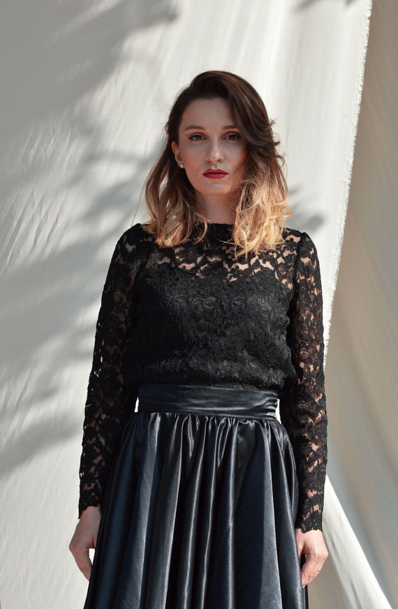 Black Lace Top Bridal Lace Top Bridesmaid Crop Top Evening Top Special  Occasion Top Lace Blouse Bridal Gothic Top Wedding Blouse Prom Top -   Canada