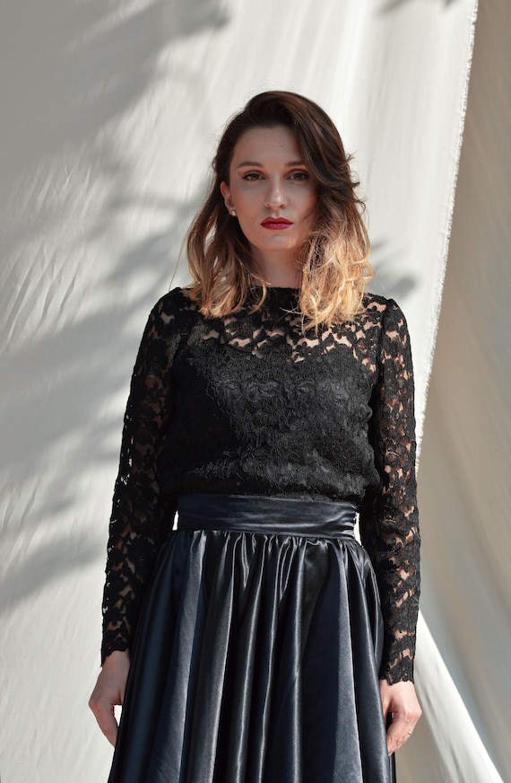 Black Lace Top Bridal Lace Top Bridesmaid Crop Top Evening Top Special  Occasion Top Lace Blouse Bridal Gothic Top Wedding Blouse Prom Top -   Canada