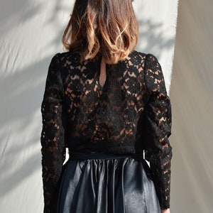 Black lace top Ivory lace top Lace blouse Bridesmaid top Long sleeve top Lace crop top Bridal party top Plus size top  Bridal gown top