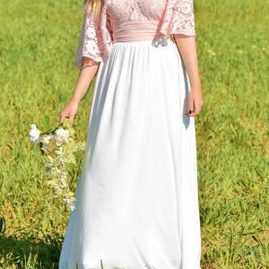 Ivory chiffon skirt Bridal maxi skirt A line skirt Wedding skirt Floor skirt Flare skirt Plus size skirt Bride to be skirt Maternity skirt image 3