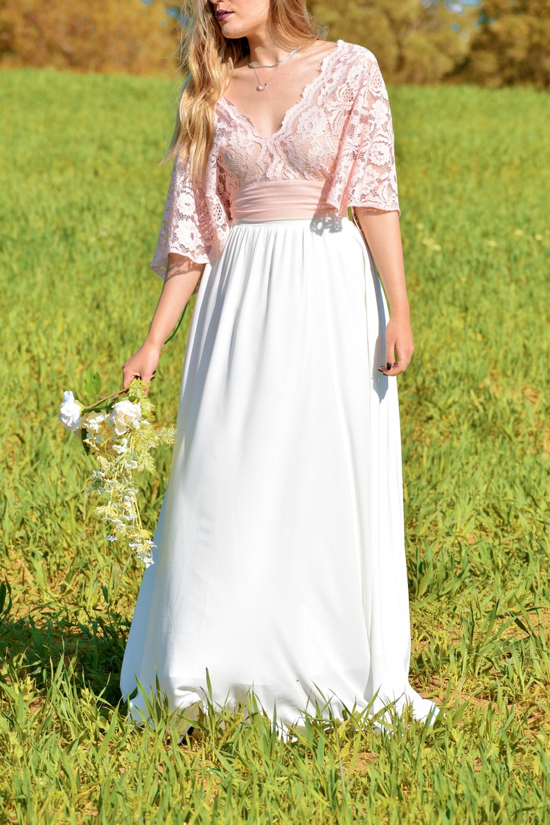 Ivory chiffon skirt Bridal maxi skirt A line skirt Wedding skirt Floor skirt Flare skirt Plus size skirt Bride to be skirt Maternity skirt image 3