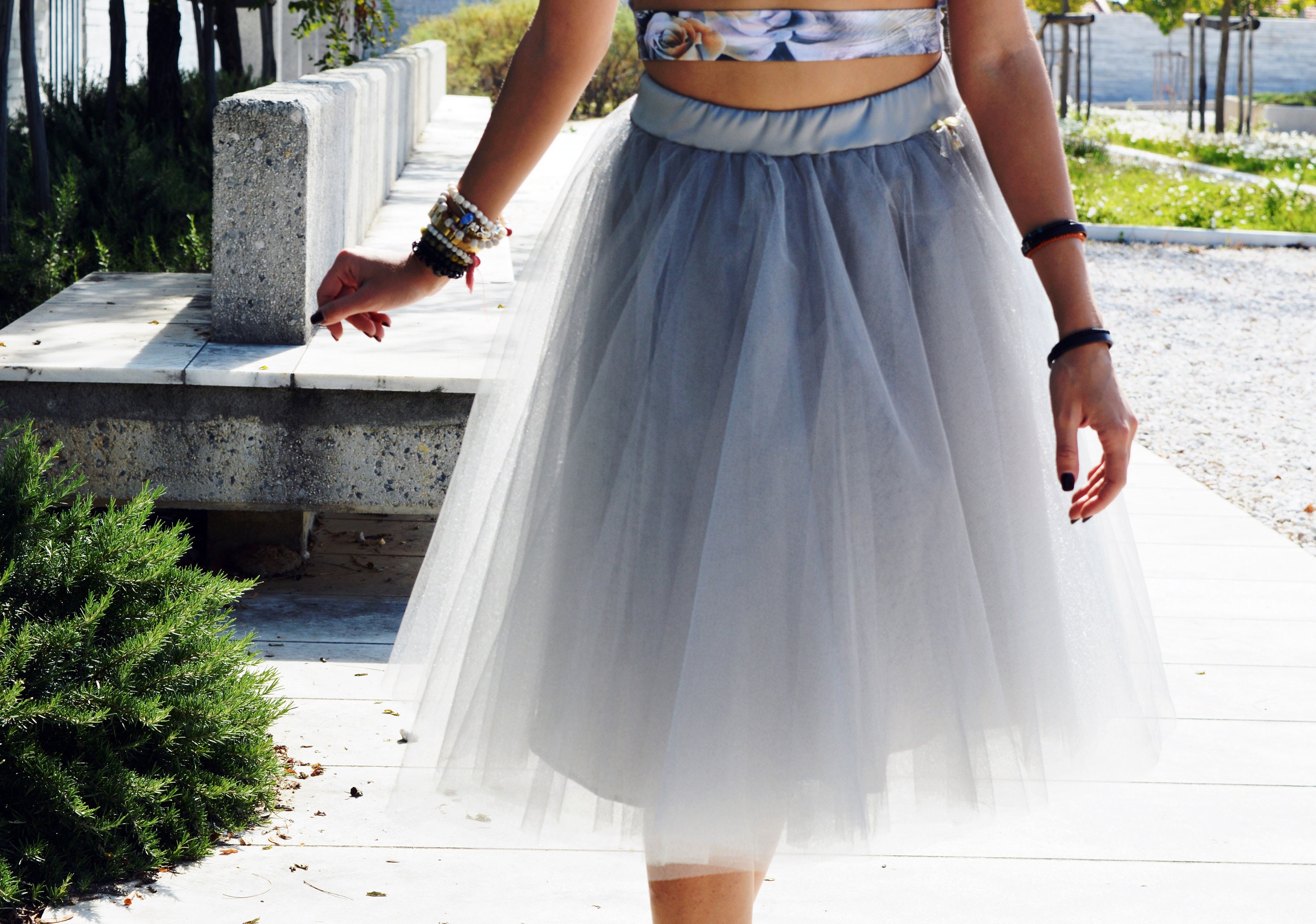 Grey Tulle Skirt Silver Skirt Tulle Women Skirt Tutu Skirt