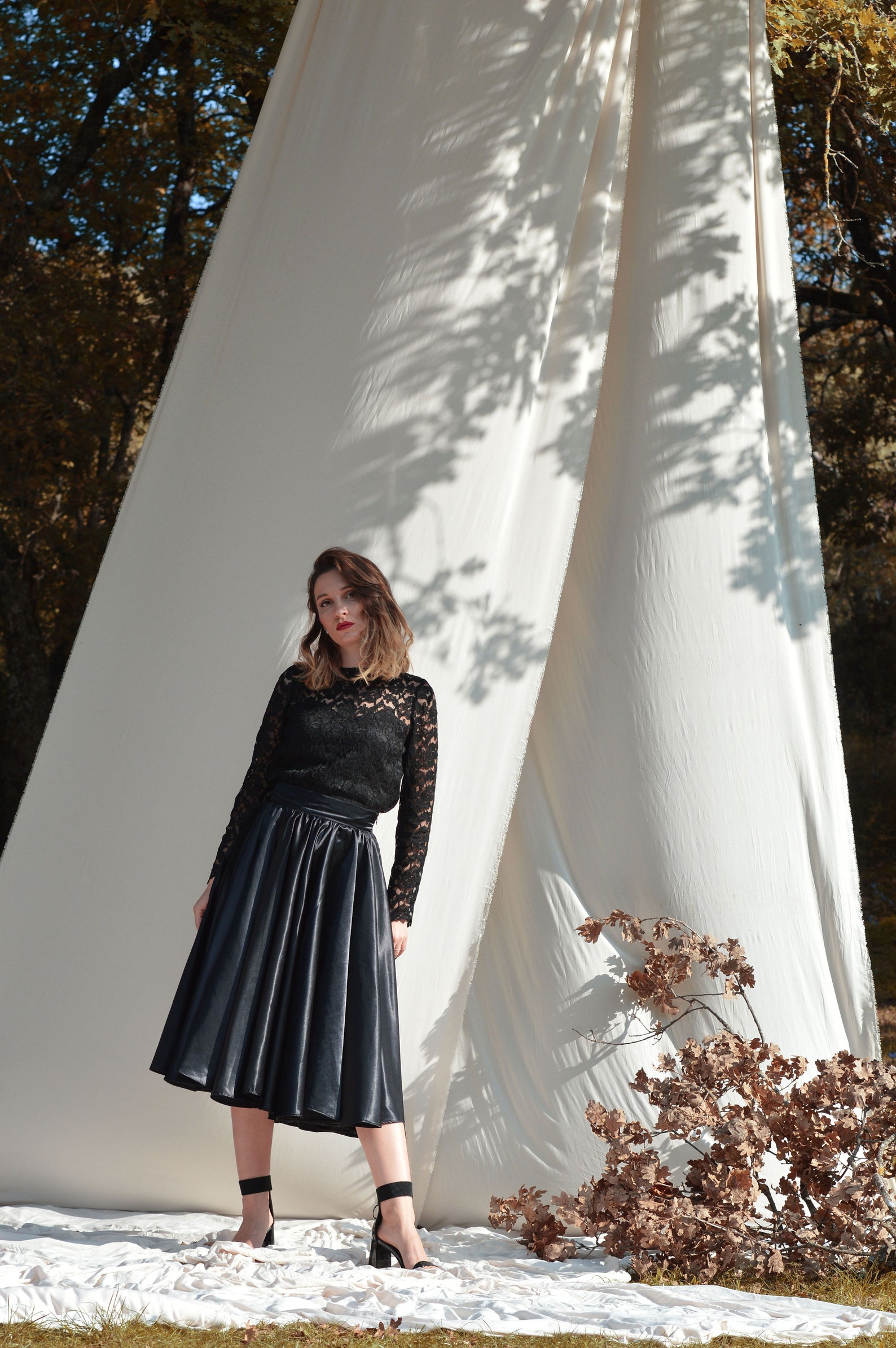 Black Satin Skirt Black Midi Skirt Wedding Midi Skirt - Etsy