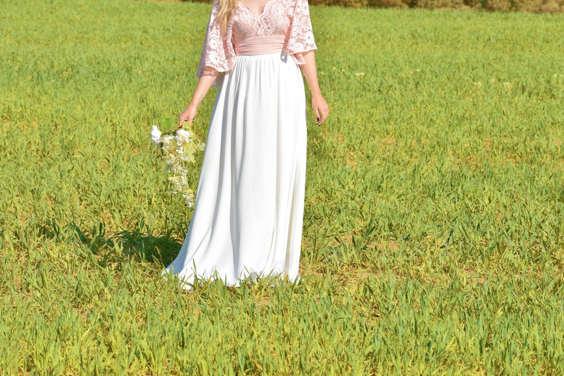 Ivory chiffon skirt Bridal maxi skirt A line skirt Wedding skirt Floor skirt Flare skirt Plus size skirt Bride to be skirt Maternity skirt image 1