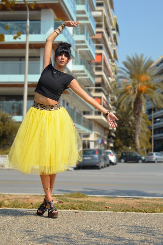 Faldas de tul amarillo, falda amarilla corta, falda de dama de honor, falda  de fiesta, falda