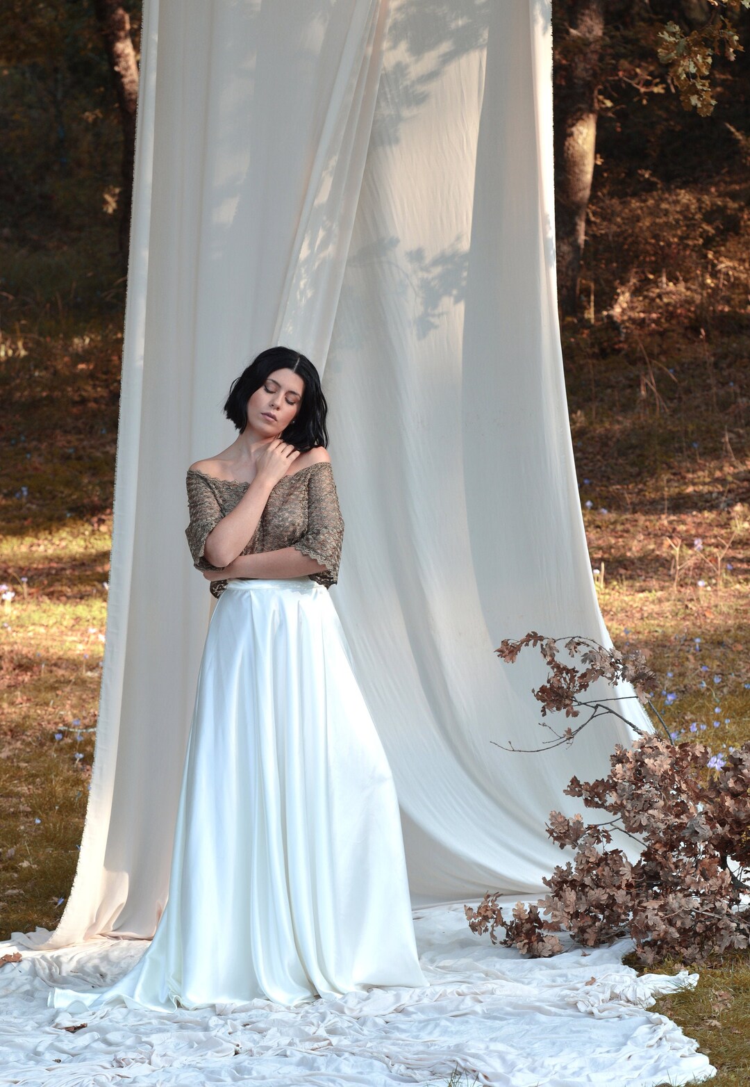 Satin Women Skirt Ivory Maxi Skirt Long Ivory Skirt Bridal Ivory Skirt ...