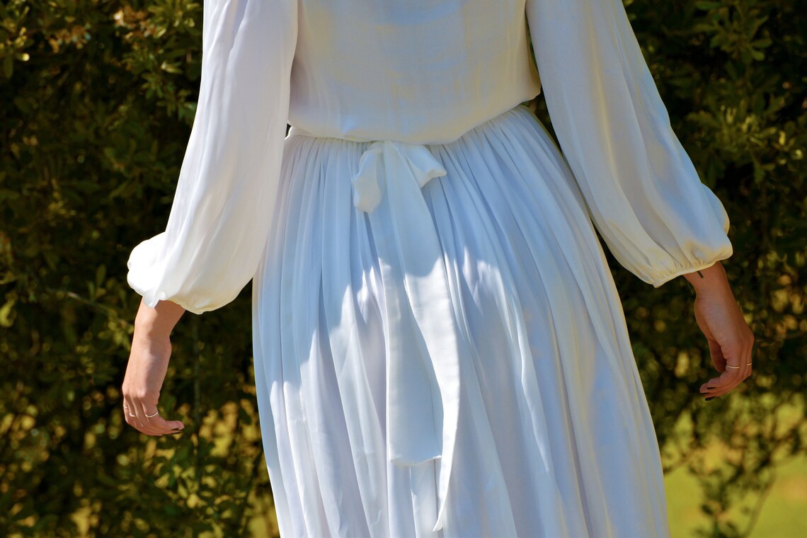 Ivory Dress in Damask Silk Blend main image 1