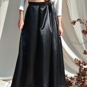 Black Floor Skirt Black Satin Skirt Wedding Maxi Skirt - Etsy
