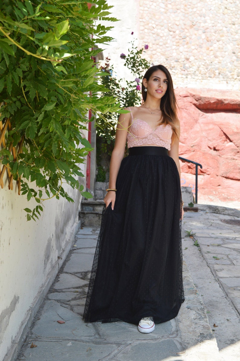 Polka dots skirt Tulle skirt Black tulle skirt Long tulle skirt Polka dots skirt Tulle skirt Black tulle skirt Long tulle skirt