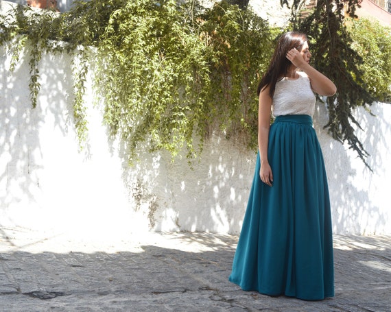 Petrol Chiffon Skirt Bridesmaid Skirt Evening Skirt Party Skirt Long Maxi Skirt Maternity Skirt Elegant Skirt Plus Size Skirt Bridal Skirt Etsy UK